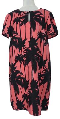 Dámské růžovo-černé šaty s palmami Atmosphere 
