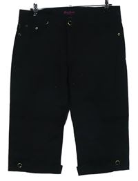 Dámské černé plátěné capri kalhoty 