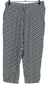 Dámské bílo-černo-šedé vzorované capri kalhoty Charles Vögele