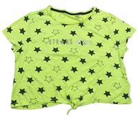 Žluté crop tričko s hvězdami a nápisem C&A