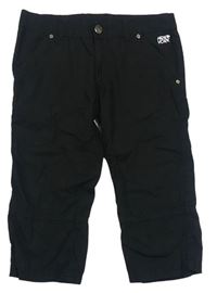 Černé capri plátěné kalhoty s nápisy zn. CRASHONE