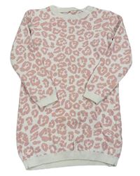 Bílo-růžové pletené šaty s leopardím vzorem George