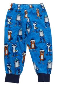 Modré sametové pyžamové kalhoty se zvířátky C&A