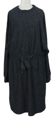 Dámské tmavošedé pletené šaty s mašlí Primark 