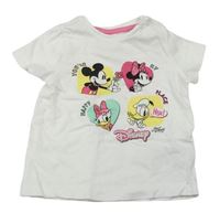 Bílé tričko s Mickeym a Minnií zn. Disney