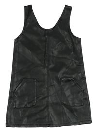 Černé koženkové šaty s kapsami Primark