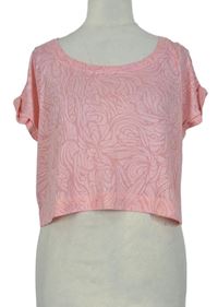 Dámské růžové vzorované crop tričko Papaya 