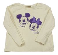 Smetanové triko s Minnie a Mickeym zn. H&M