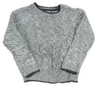 Šedý melírovaný pletený svetr F&F