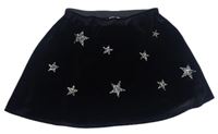 Černá sametová sukně s hvězdami Zara