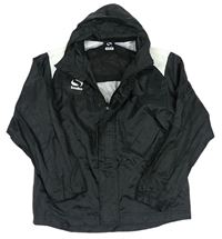 Černo-bílá šusťáková nepromokavá bunda s ukrývací kapucí Sondico