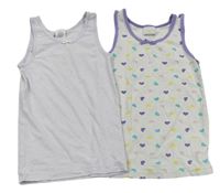 2x Lila košilka s hvězdičkami + Bílá košilka s barevnými srdíčky  Sanetta 