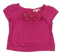 Růžové tričko s mašlí a flitry Bluezoo