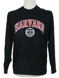 Pánské černé triko s logem Harvard Primark 