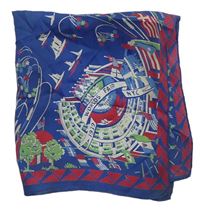 Dámský modro-barevný vzorovaný šátek 