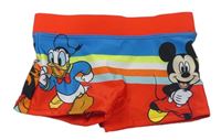 Barevné pruhované nohavičkové plavky s Mickey Mousem a kačerem Donaldem zn. Disney
