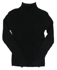 Černý žebrovaný svetr s kapucí zn. Next 