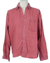 Pánská růžová riflová košile Enzo 