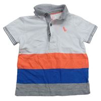 Bílo-oranžovo-modro-šedé polo tričko F&F