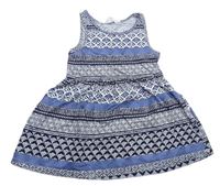 Modro-bílé vzorované bavlněné šaty H&M