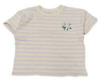 Světlerůžovo-krémové pruhované tričko s květy z flitrů John Lewis