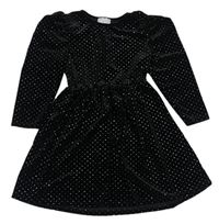 Černé puntíkaté sametové šaty Matalan