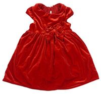 Červené sametové šaty s mašlí H&M