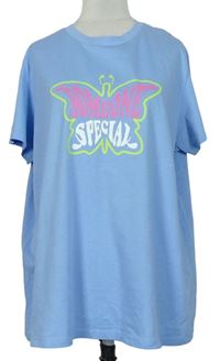 Dámské světlemodré tričko s motýlkem Primark 
