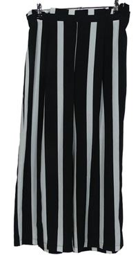 Dámské černo-bílé pruhované culottes kalhoty F&F