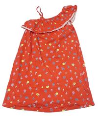 Červené květované bavlněné šaty s volánkem George