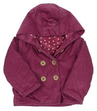 Růžová manšestrová zateplená bunda s kapucí Topolino