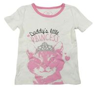 Bílo-růžové tričko s kočičkou Place