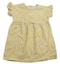 Hořčicové květinové bavlněné šaty George