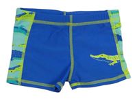 Modro-mátové nohavičkové plavky s krokodýlky PUSBLU