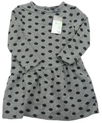 Šedo-černé puntíkaté melírované úpletové šaty PRIMARK