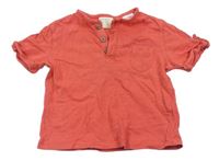 Červené tričko s kapsičkou a knoflíčky Zara