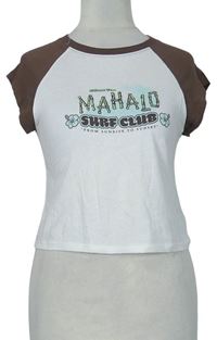 Dámské bílo-hnědé crop tričko s nápisem H&M