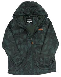 Zeleno-šedá army šusťáková jarní bunda s kapucí F&F