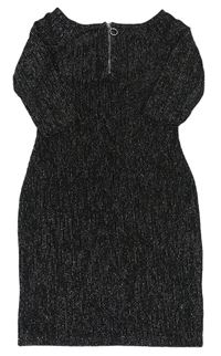 Černo-stříbrné pruhované sametové šaty Matalan