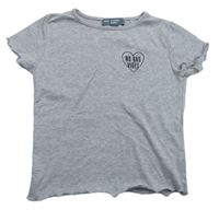 Šedé melírované crop tričko se srdcem s nápisem Primark