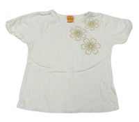 Bílé tričko se zlatými kytičkami PUSBLU