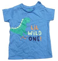 Modré tričko s dinosaurem a nápisem Everyday