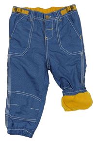 Modré kostkované šusťákové zateplené kalhoty Ergee