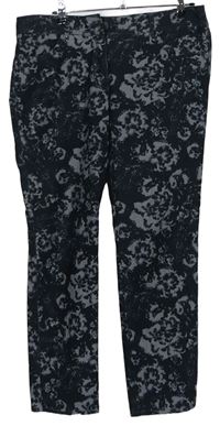 Dámské černo-šedé květované kalhoty Gerry Weber 