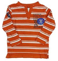 Oranžovo-bílé pruhované triko s nápisem X-mail