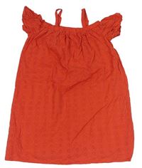 Červené plátěné šaty s dirkovaným vzorem Primark