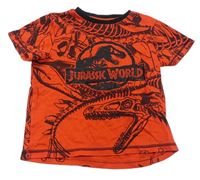 Červeno-černé pyžamové tričko s dinosaury - Jurský svět George