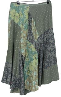 Dámská šedo-světlemodrá květovaná midi sukně Jigsaw 