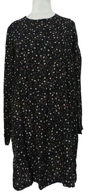 Dámské černé kytčkované šaty H&M