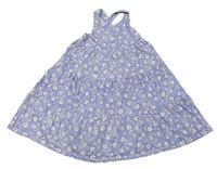 Modro-bílé kytičkované bavlněné šaty Mothercare 